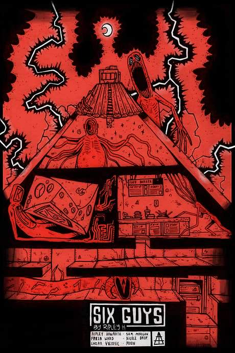    SIX GUYS is an exploration of horror, grief and the mind and is inspired by works from Junji Ito as well as Charlie Kaufman’s “I’m Thinking of Ending Things”.  